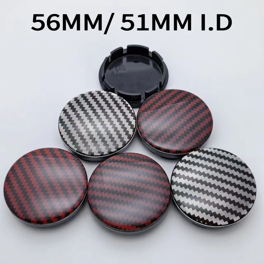 

4pcs Epoxy Resin No Logo Emblem Car Wheel Center Caps 56mm 51mm Wheels Hub Cap Rim Hubcaps Cover Carbon Fibre Badge Accessories