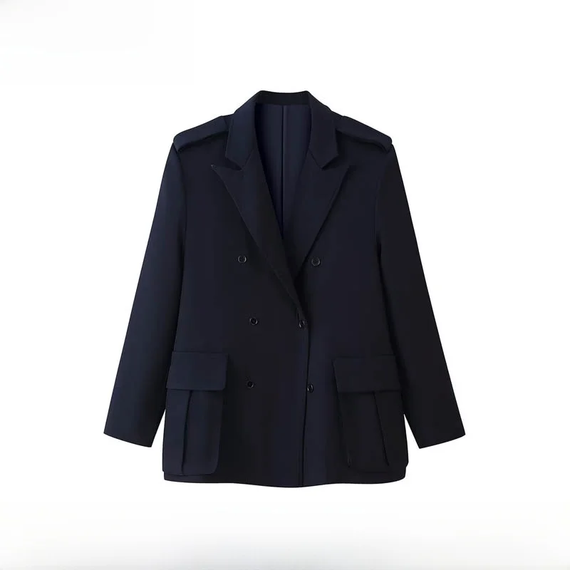 Fashionable Loose Women's Suit Jacket with Extra Large Pockets Autumn Winter New Arrival Polyester Fiber Warm Long Sleeve