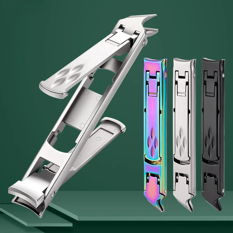 

Nail Clippers for Thick Nails Ultra Thin Foldable Wide Jaw Opening Cutter with Safety Lock Double Head Curved Slanted Trimmer