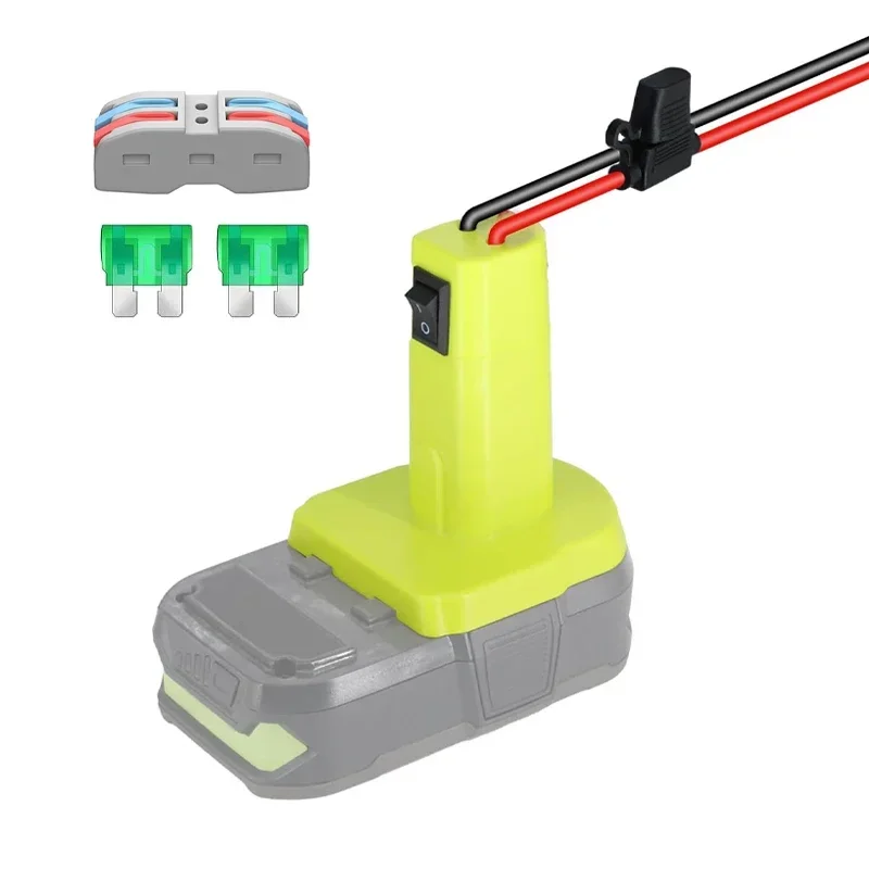 Power Wheels Adapter for Ryobi 18V Battery with Fuse Switch DIY Battery Adapter Connector for Ryobi 18V Nimh/Nicd/Li-ion Battery