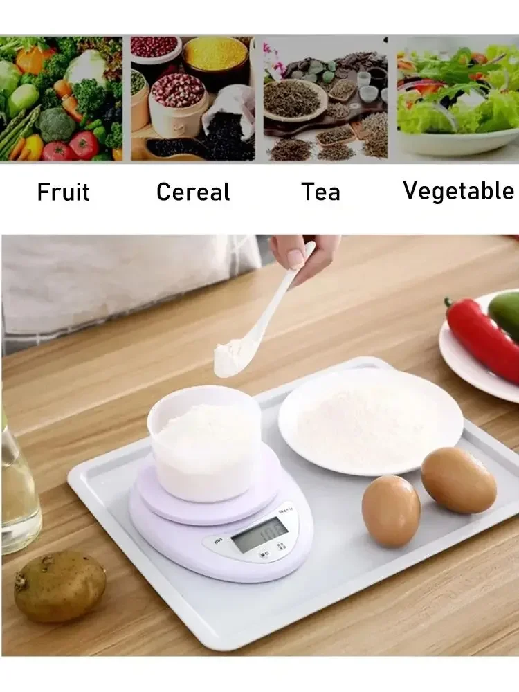 Mini Digital Kitchen Scale High Precision 5kg/1g Electronic Food Scale for Baking Cooking Ingredients Weighing with LCD Display