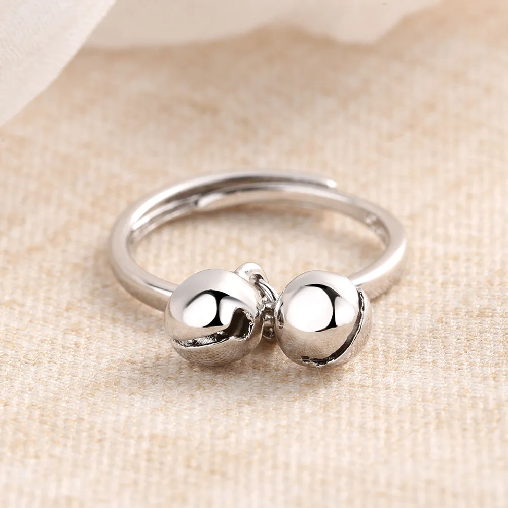 

Double Ball Bell Adjustable Open Ring Creative Cute Adjustable Finger Ring for Women Fashion Unique Double Ball Bell Ring,