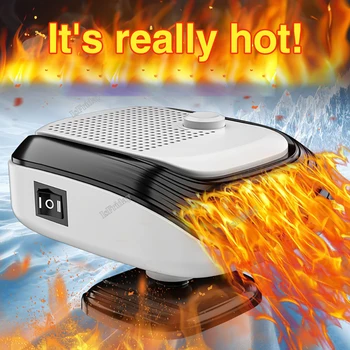 2 In 1 자동차 성에 제거기 앞 유리 히터 12V/24V 트럭 RV SUV 용 빠른 가열 기능이있는 자동 창 디 미스터 용 가열/냉각 팬