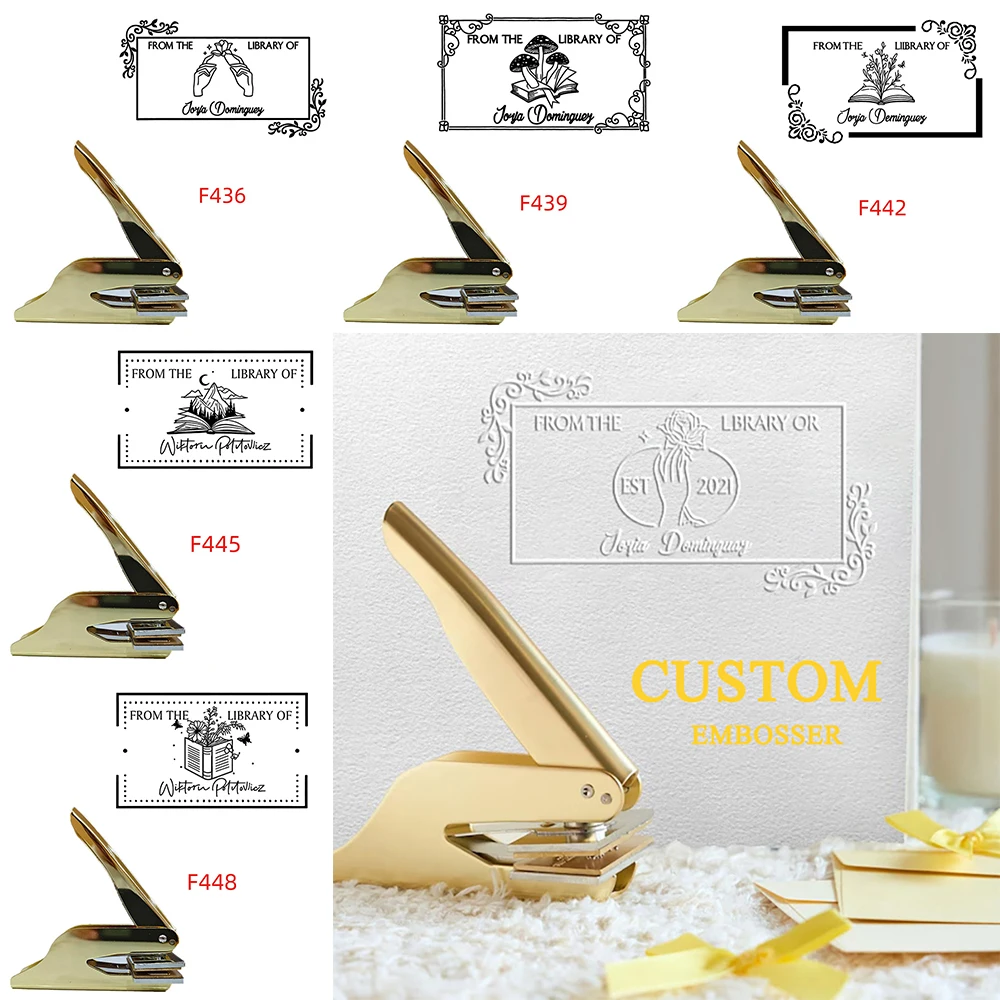 

Personalized Embosser/Clips Hand-Held Embossing Stamp 5*3cm Rectangle Custom Initials & Text Stamps for DIY Envelope Decor