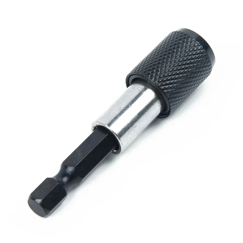 Bor magnetik 1/4 inci 60mm, batang obeng pemegang mata bor rilis cepat konversi bor listrik perubahan adaptor konverter