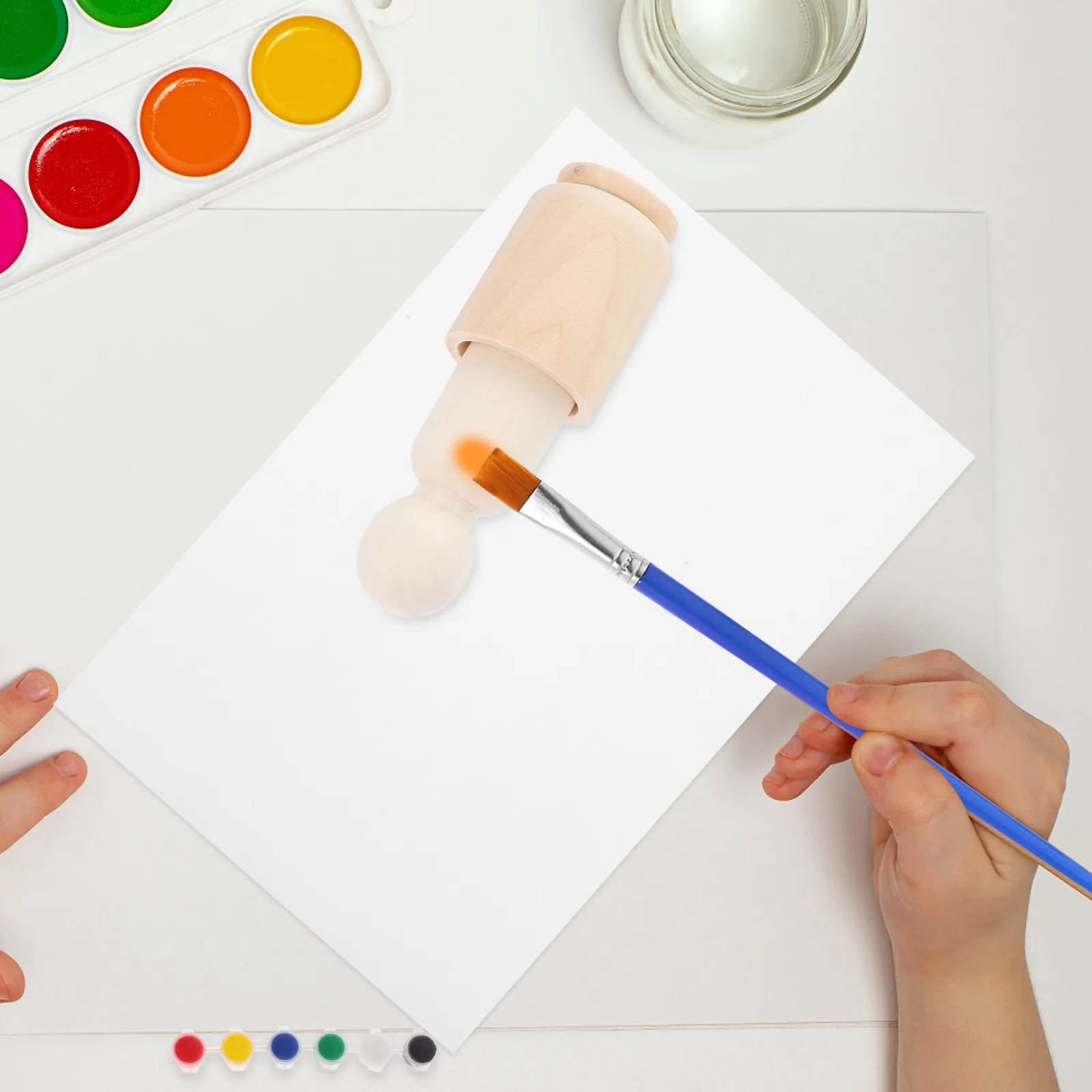 

10Sets Unfinished Wooden Peg with Mini Wooden Cups for Kids DIY Painting Decoration Creative Craft Kit Fine Motor Skills