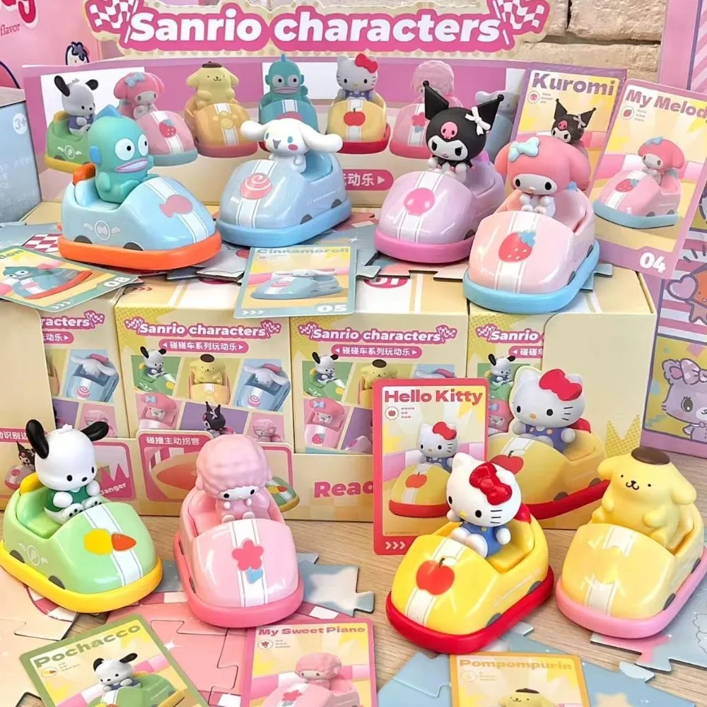 

Sanrio Family Bumper Car Series Blind Box Toys Movability Kuromi My Melody Cinnamorol Pompompurin Anime Figure Mystery Box Gifts