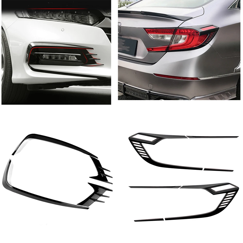 

For Honda Accord 2018-2020 10th Front Bumper Air Vent Fog Light Cover Intake Frame Trim+Rear Tail Lamp Cover Eyelid Eyebrow Brow