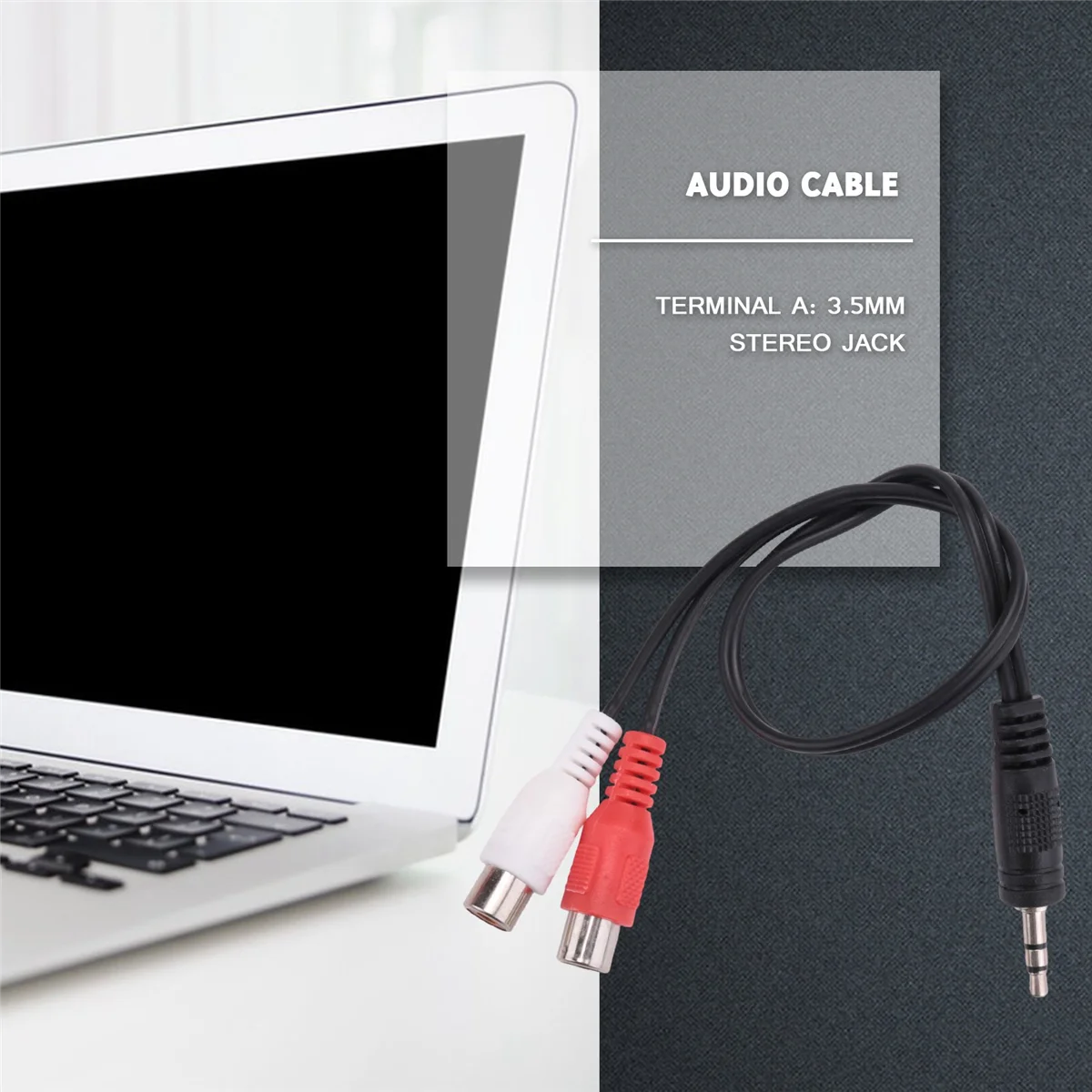 Kabel audio adaptor stereo 3.5mm jack ke 2 kabel audio adaptor jack RCA, 3.5mm Male ke 2x RCA Female