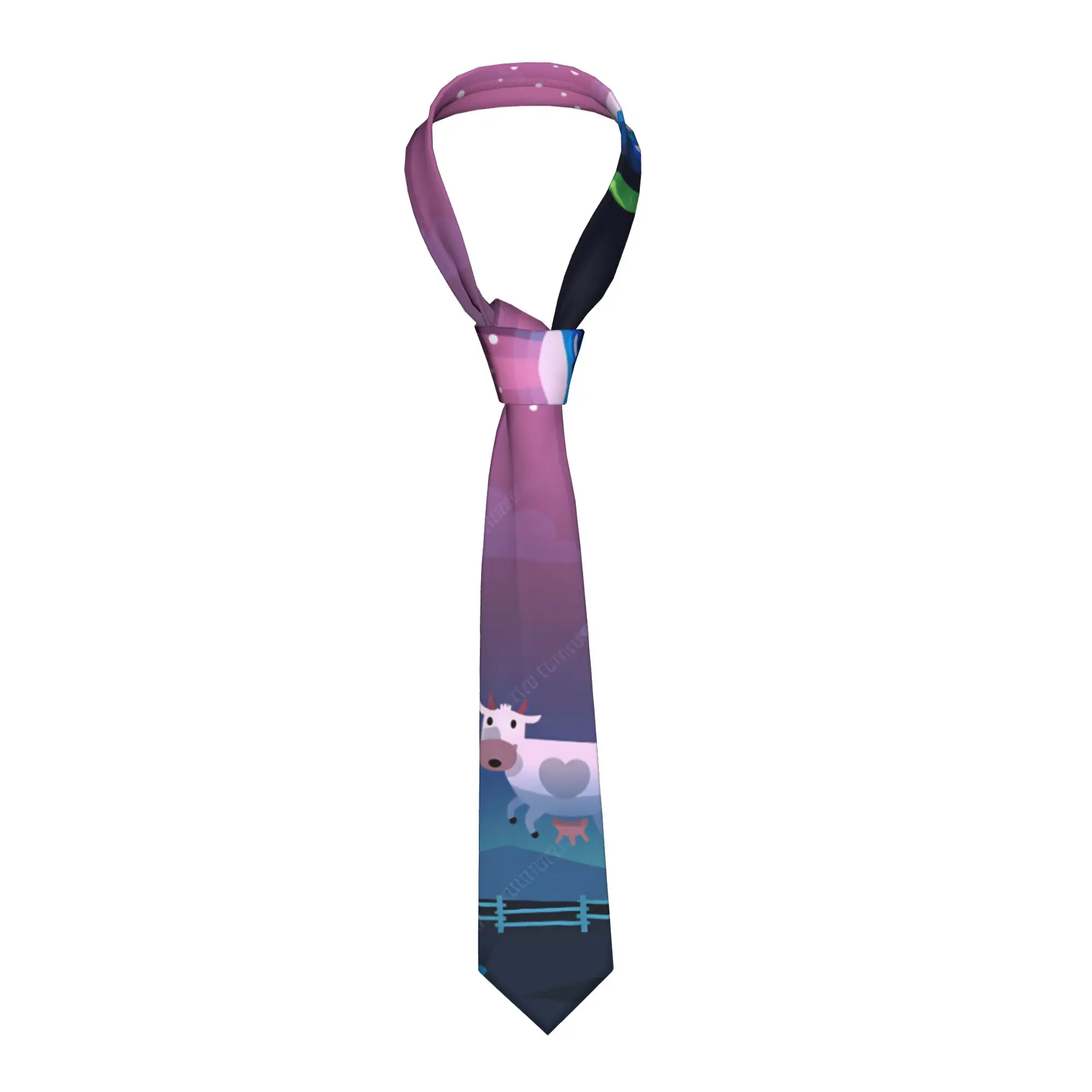 Men's Tie  Retro UFO Kidnapped Cow  Neck Ties  Vintage Cool Collar Tie Graphic Daily Wear Quality Necktie Accessories