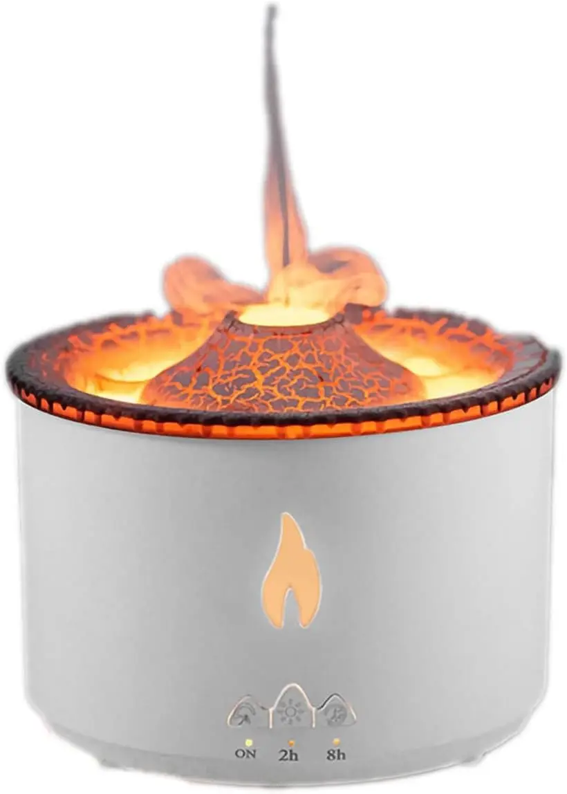 Volcano Diffuser with LED Cold Flame Light, Aromatherapy Essential Oil Diff