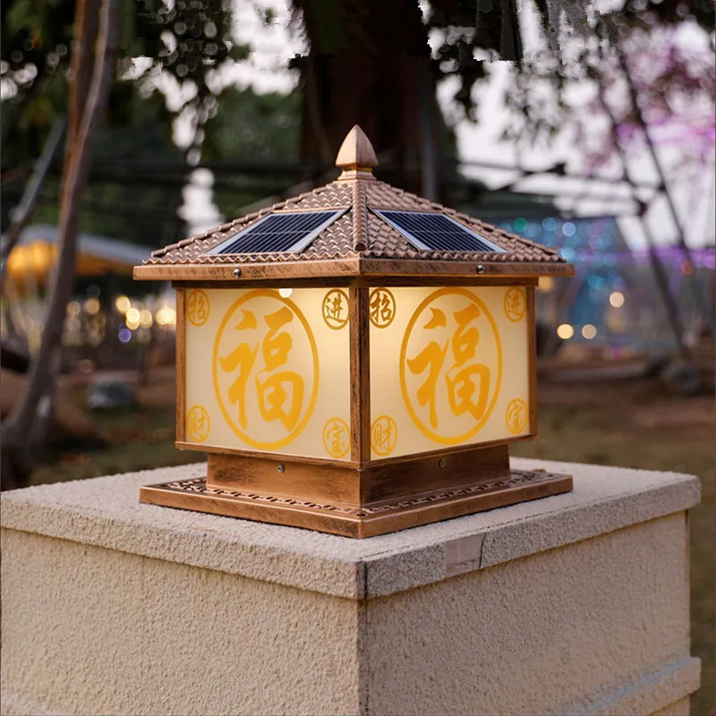 TINNY Solar Post Lamp LED Outdoor Creative Vintage Pillar Lights Waterproof IP65 for Home Villa Courtyard Porch Decor