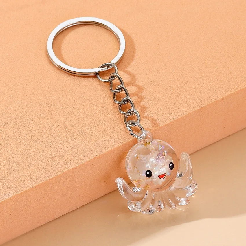 Luminous Octopus Toy Keychain DIY Cute Cartoon Marine Animal Car Handbag Decoration Key Chain Couples Exchange Gifts Each Other