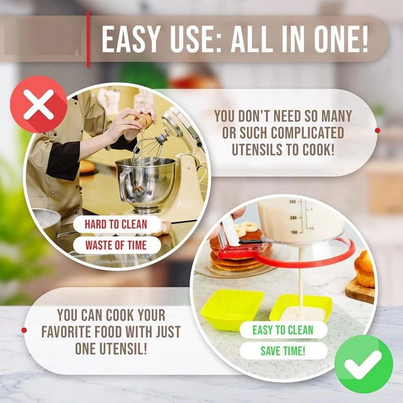 Batter Mixer And Dispenser Pancake Batter Dispenser Pancake Dispenser Batter Dispenser With Squeeze Handle - 900Ml