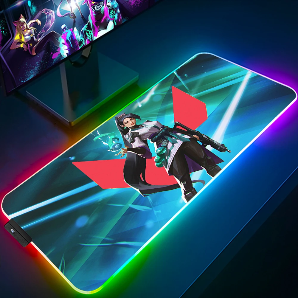 Large RGB Luminous Mouse Mats Peripheral Table Mats LED Lights Illusory Game Keyboard Pads Fearless Gamebrave Soldier Mouse Pad