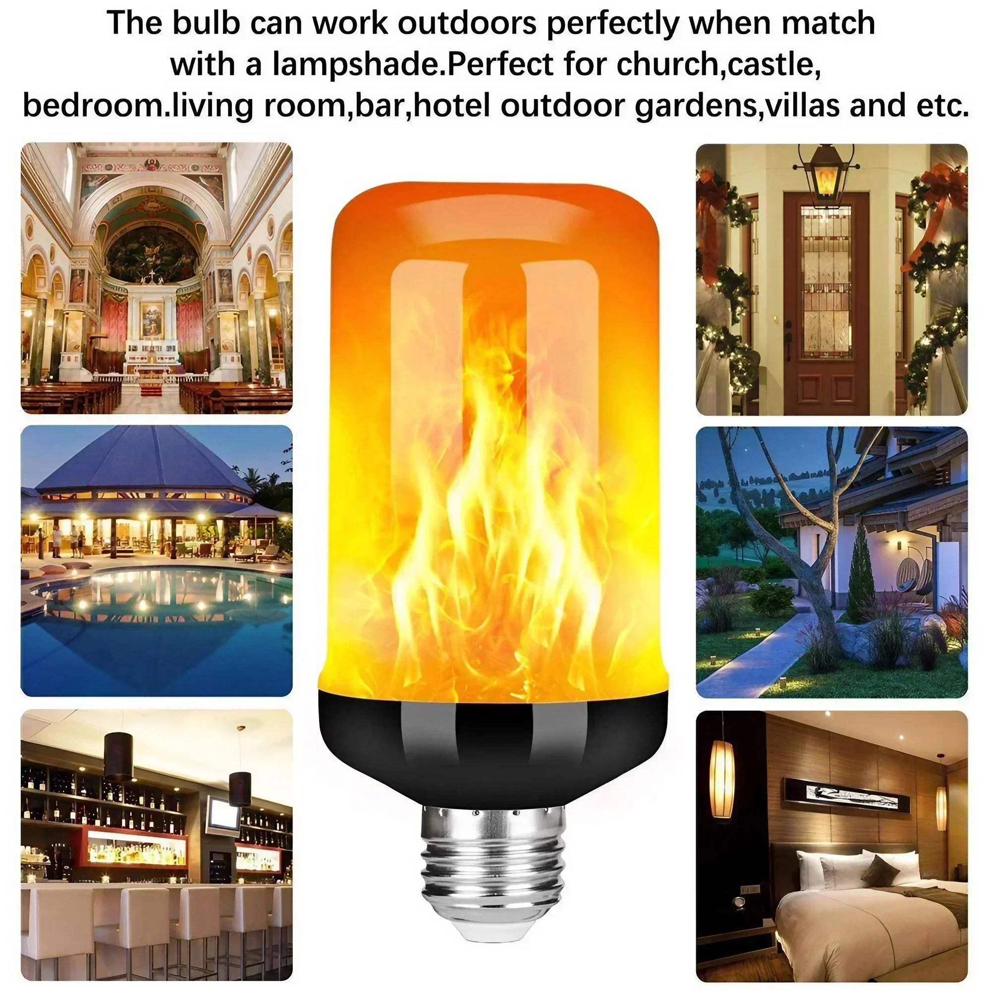 E27 Flame Effect LED Light 5W Energy Saving Portable Lantern for Home Party Garden Lighting