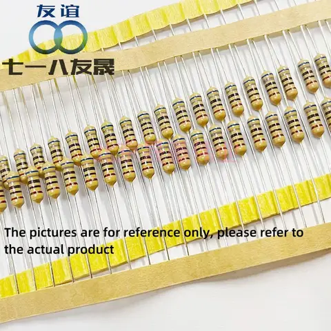 718 공장 저항기, 금속 필름 컬러 링 저항기, 0.5W 1% 2R-390R RJ25 시리즈, 50 개