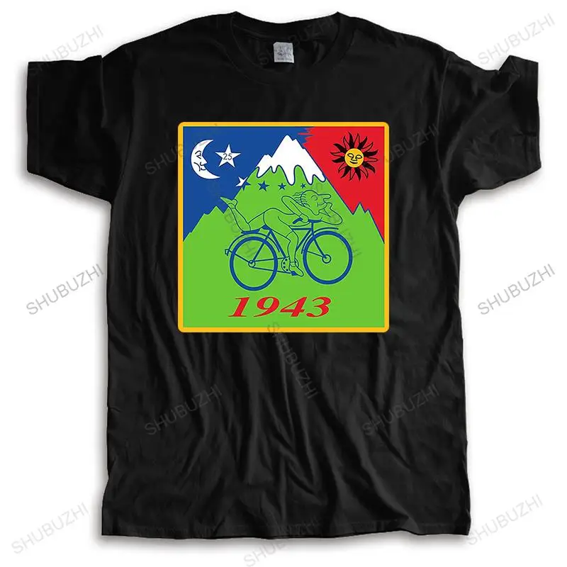 Mens luxury T shirt mens summer tshirt Albert Hofmann Bicyle Stamp 1943 fashion t-shirt men casual cool tops euro size boys