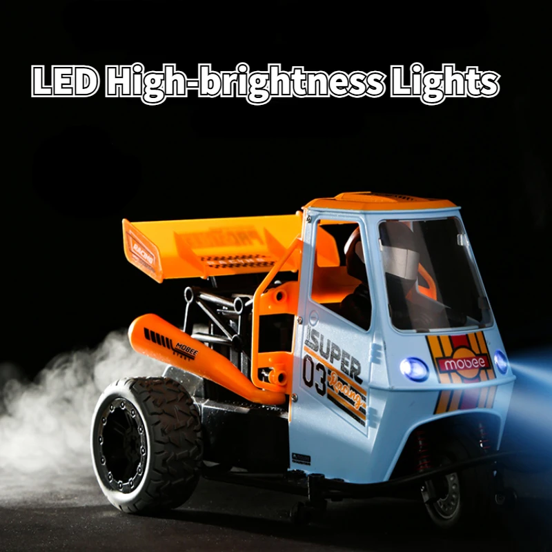 Three Wheels RC Car Motorcycle 2.4G Electric Remote Control Alloy Drift Car with LED Lights and Sound Effect Model Toy Kids Gift