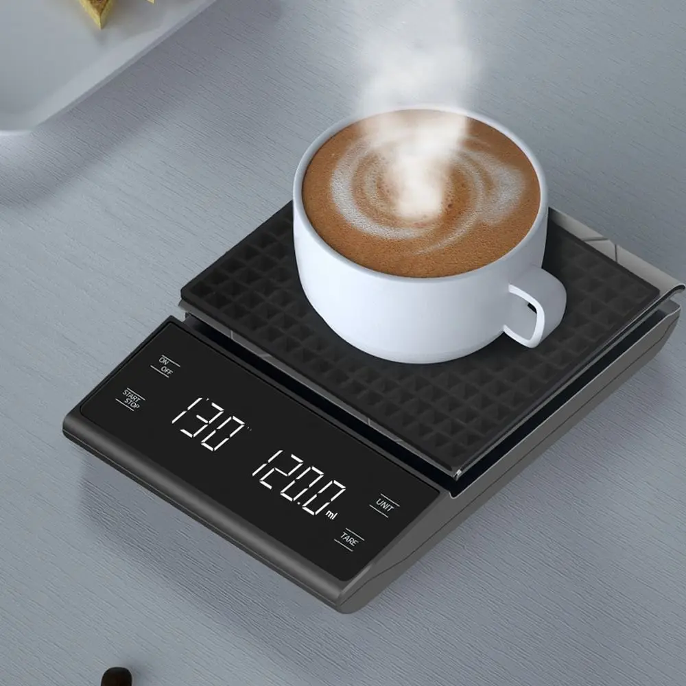 

LED Screen Digital Coffee Scale Portable Non-slip Electronic Scale with Timer USB Charging Kitchen Food Scale Household