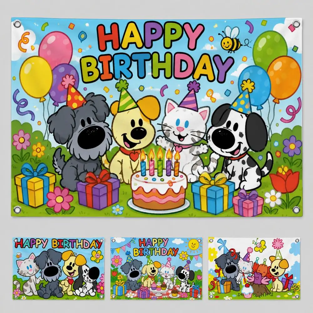 Animation Woezel And Pip Flags Home Yard & Garden Decor Banner - Indoor Outdoor Wall Hanging Flag