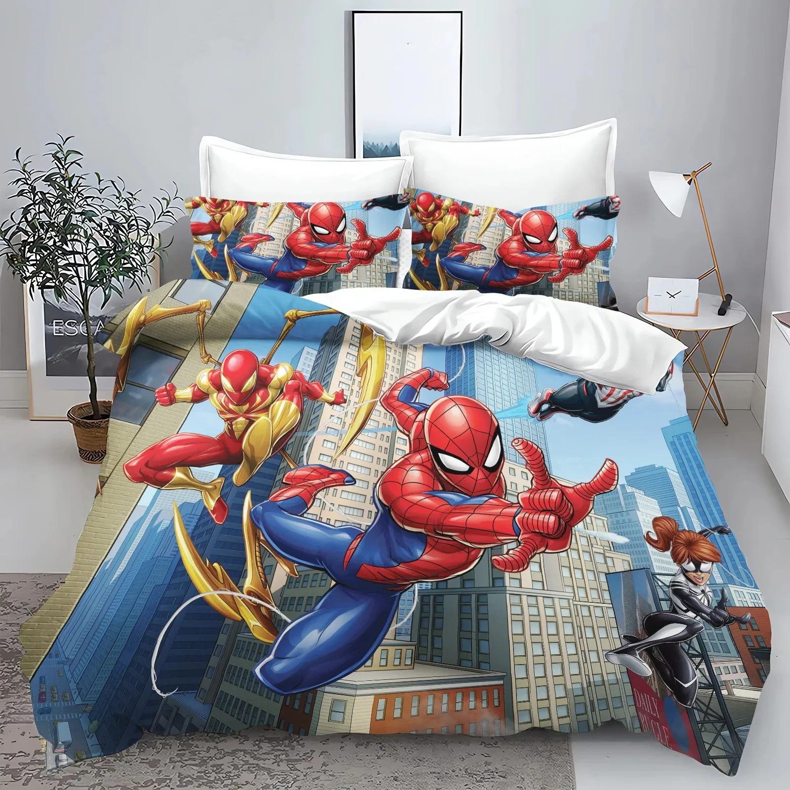 Spider Man Marvel 100% poliéster con fundas de almohada juego de cama sábana bajera cubierta completa impresa en 3D para niños
