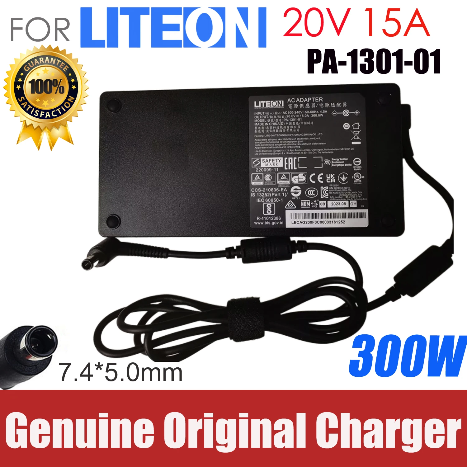 

PA-1301-01 Original LITEON 20V 15A 300W 7.4×5.0mm AC Adapter Laptop Supply Charger