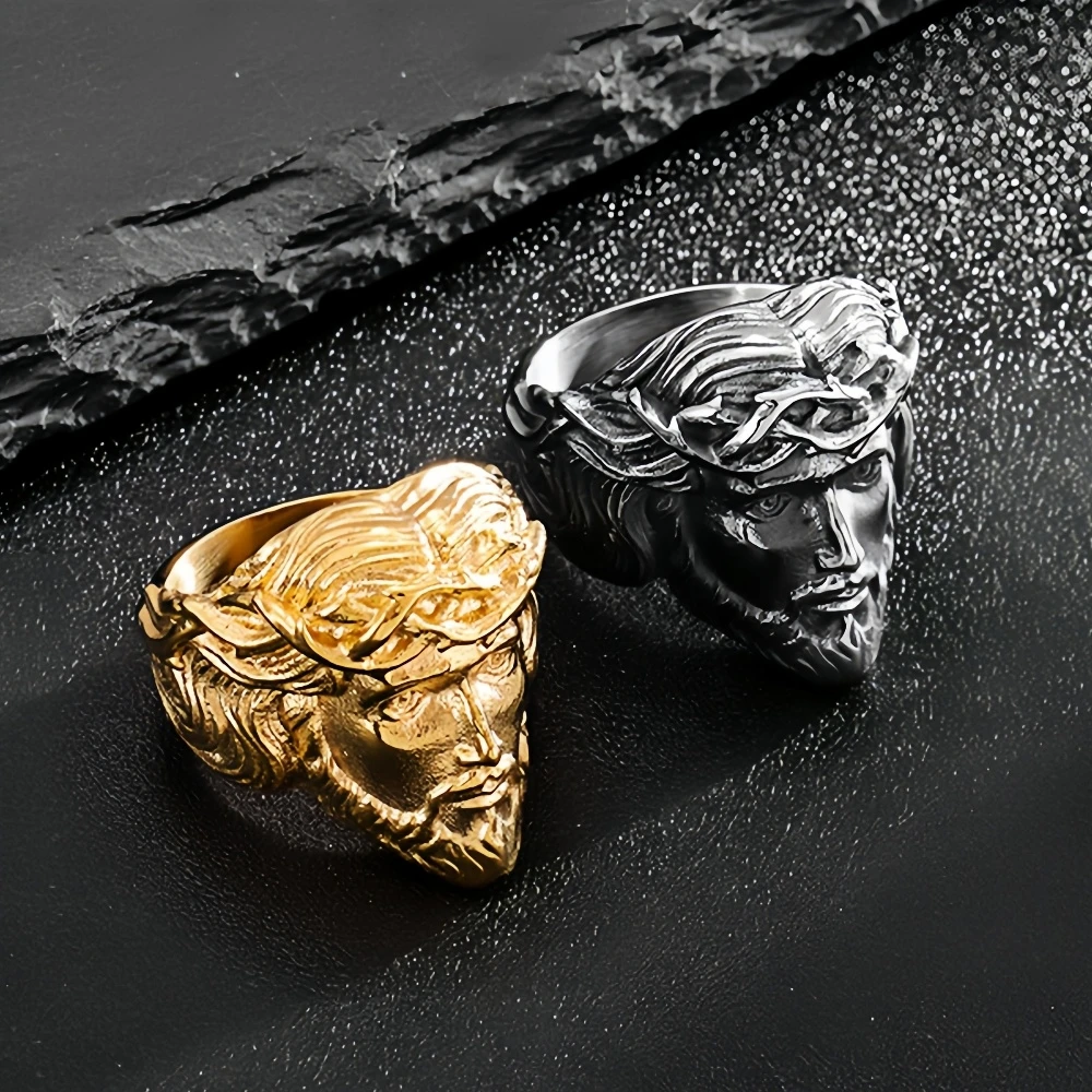 New Men\'s gold Silver color 316L Stainless Steel Christian Holy Cross Ring Hand of God Gifts for Men\'s Women\'s Festivals Jewelry