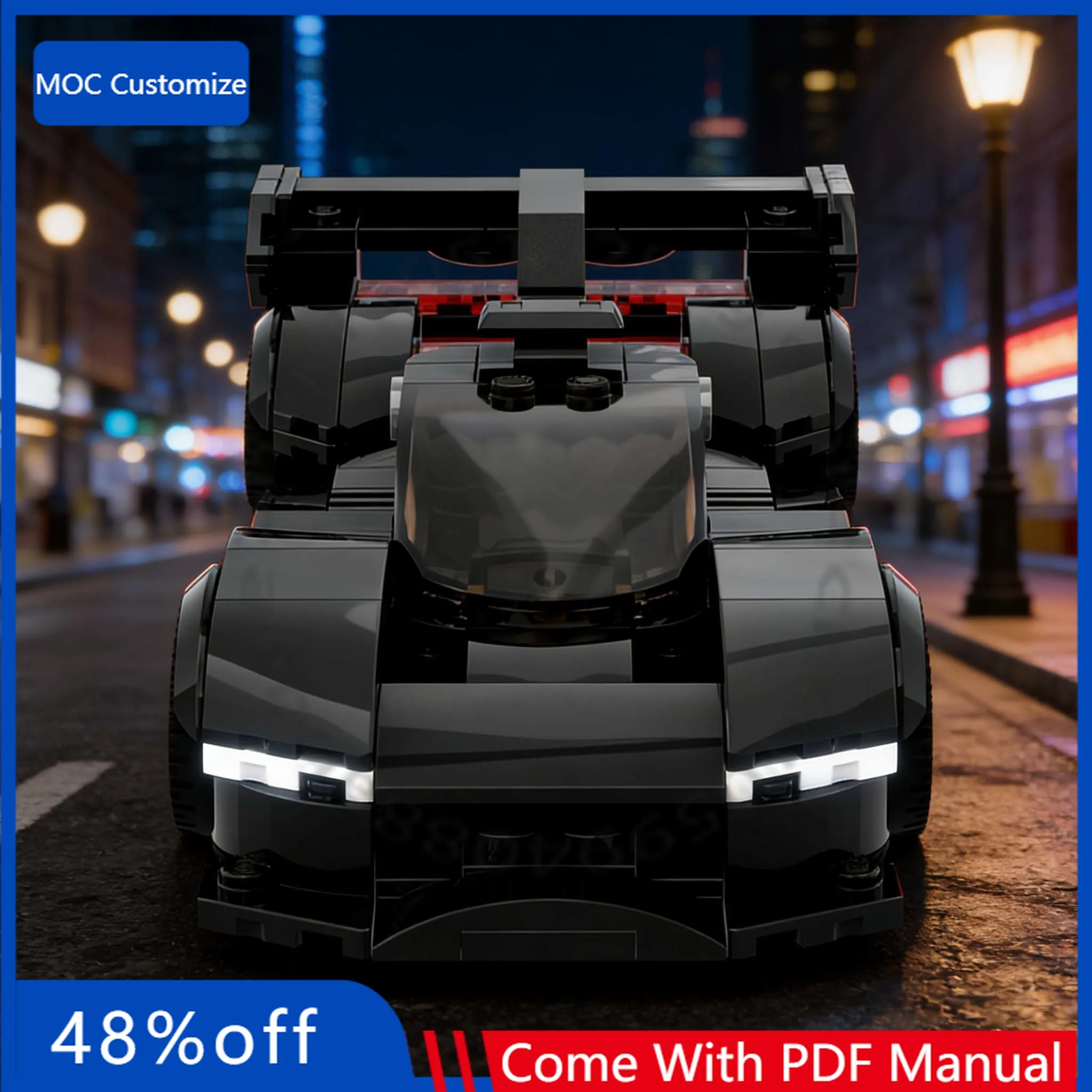 263 PCS 스피드 하이퍼카 GMR-001 하이퍼카 프로토타입 MOC 맞춤형 모듈식 빌딩 블록 창의적인 디자인 DIY 소년 휴일 장난감 선물