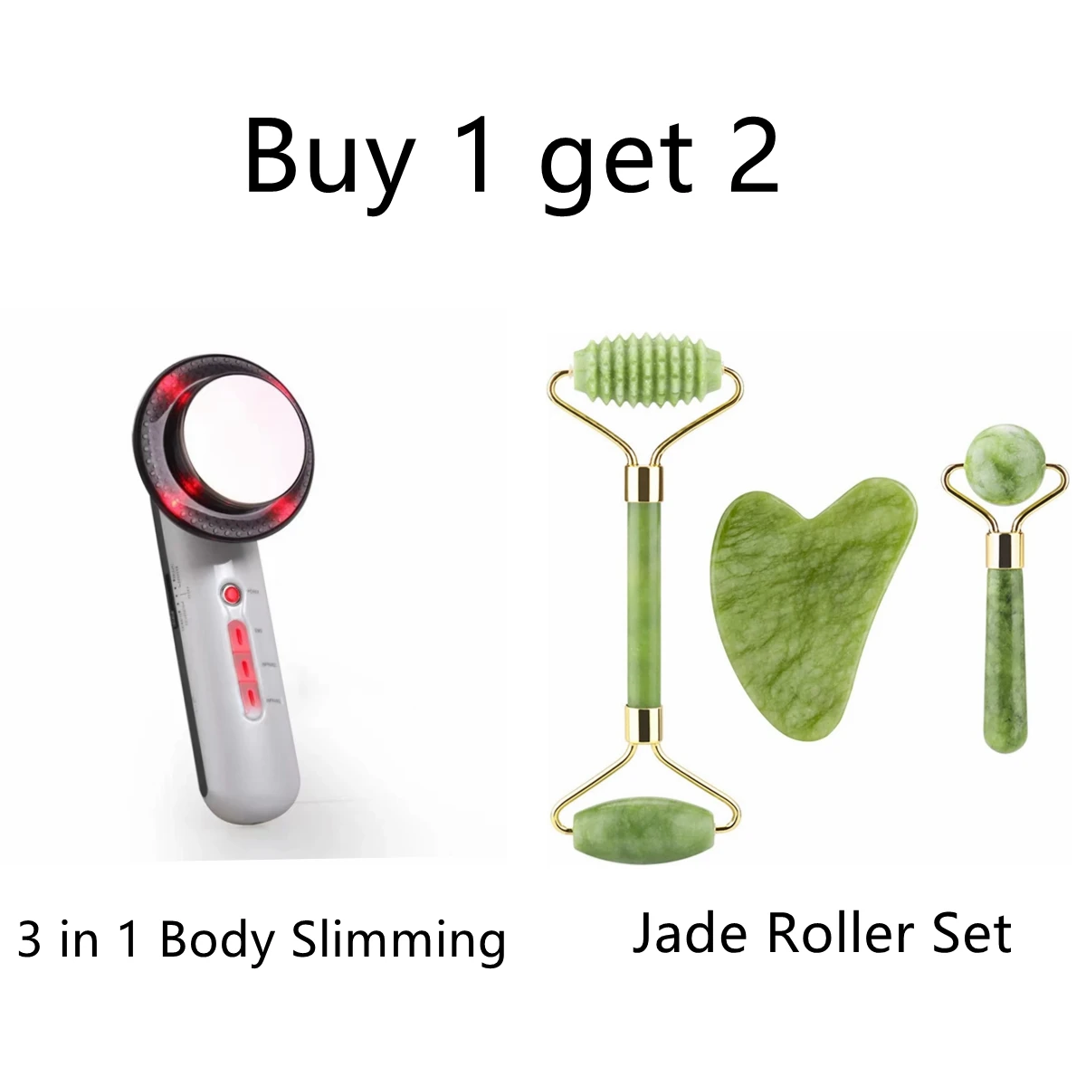 

2 in 1 Ultrasound Cavitation EMS Face Body Slimming Massager And Jade Roller Set