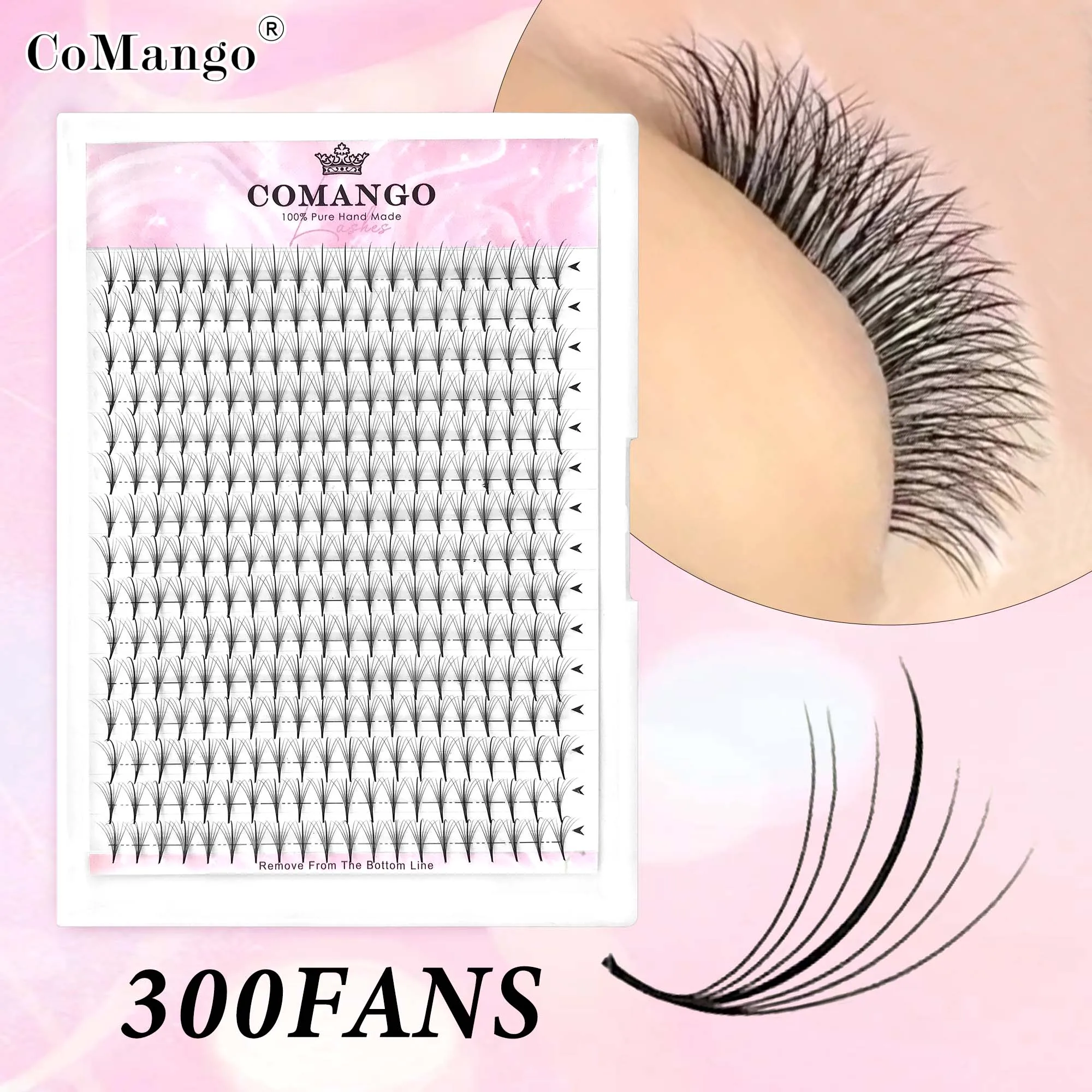 Comango 7D 300/120fans hegyes basenu premade Hibrid Drukker szempilla kiterjesztése single&mix8-15 faux Nyérc Leheletszerű Bilincsekbe ver Koreai Összeállítás