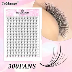 CoMango 7D 300/120Fans Pointy Base Premade Hybrid Fan Eyelash Extension Single&Mix8-15 Faux Mink Wispy Lash Korean Makeup