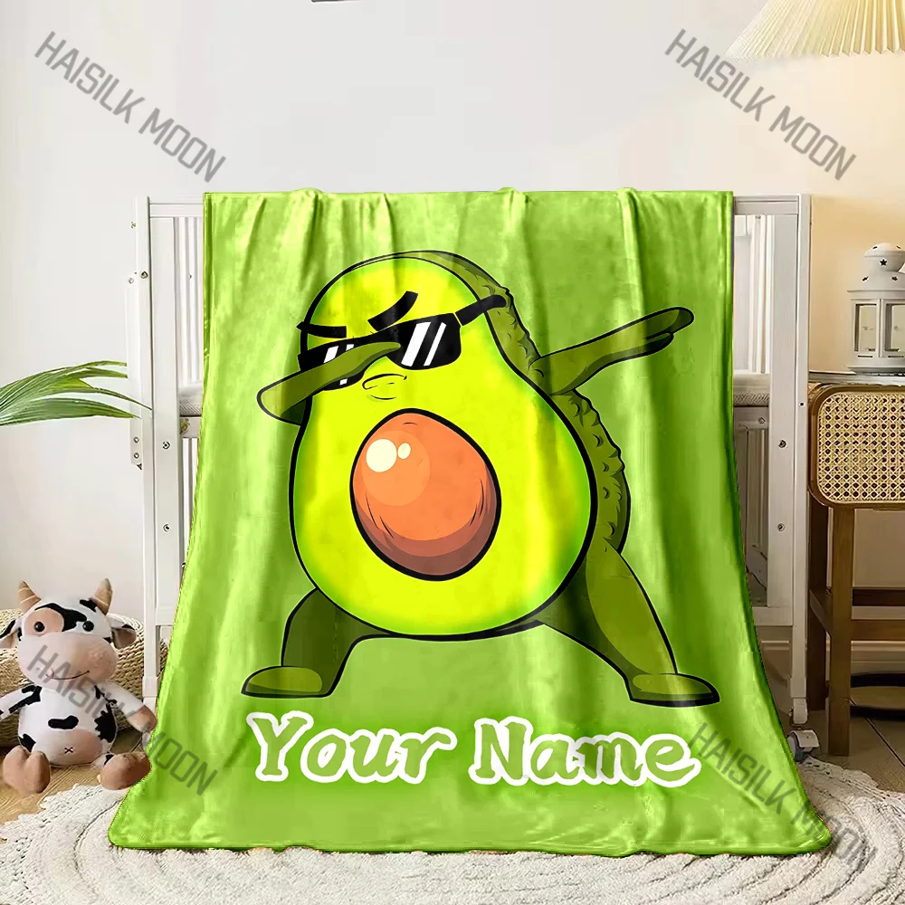 Custom Name Personalized Blanket Love Avocado Print Adult Children Warm Blankets and Comfortable Blanket Holiday Girl Gifts #4