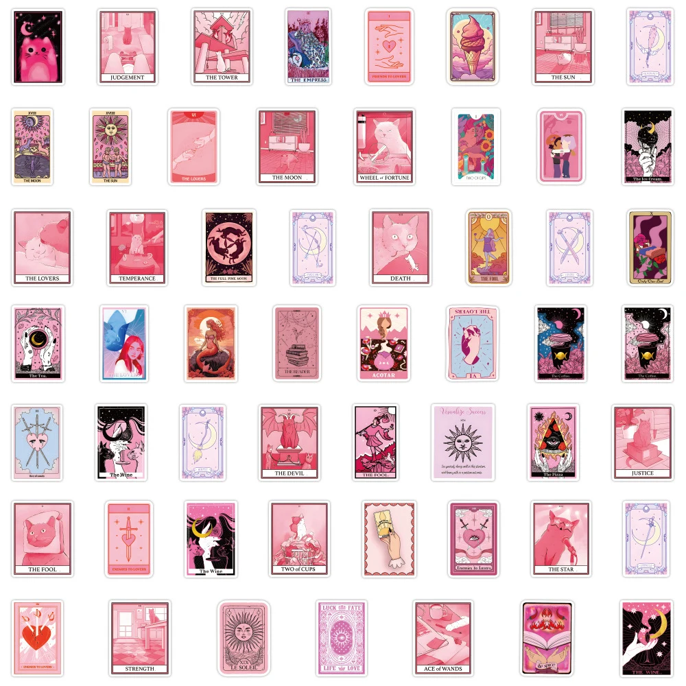 10/30/50/110pcs Cute Cartoon Pink Tarot Graffiti Stickers Decals Laptop Phone Luggage Fridge Suitcase Decoration Sticker Kid Toy