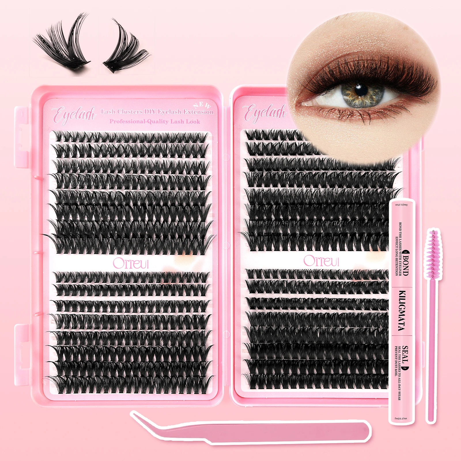 384PCS 40D 80D Lash Clusters Mixed Length 8-18mm DIY Eyelash Extensions Wispy Individual False Eyelashes Natural Volume