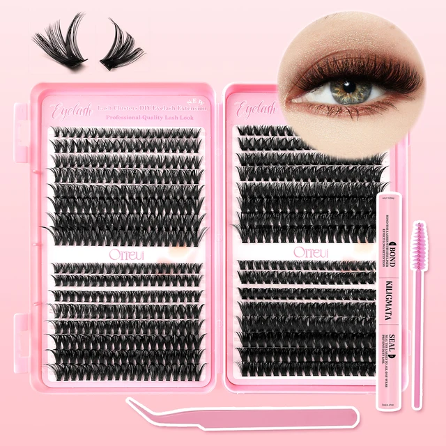 384PCS Cachos de Cílios 40D 80D Comprimentos Mistos 8-18mm Extensões de Cílios DIY Cílios Postiços Individuais Leves Volume Natural
