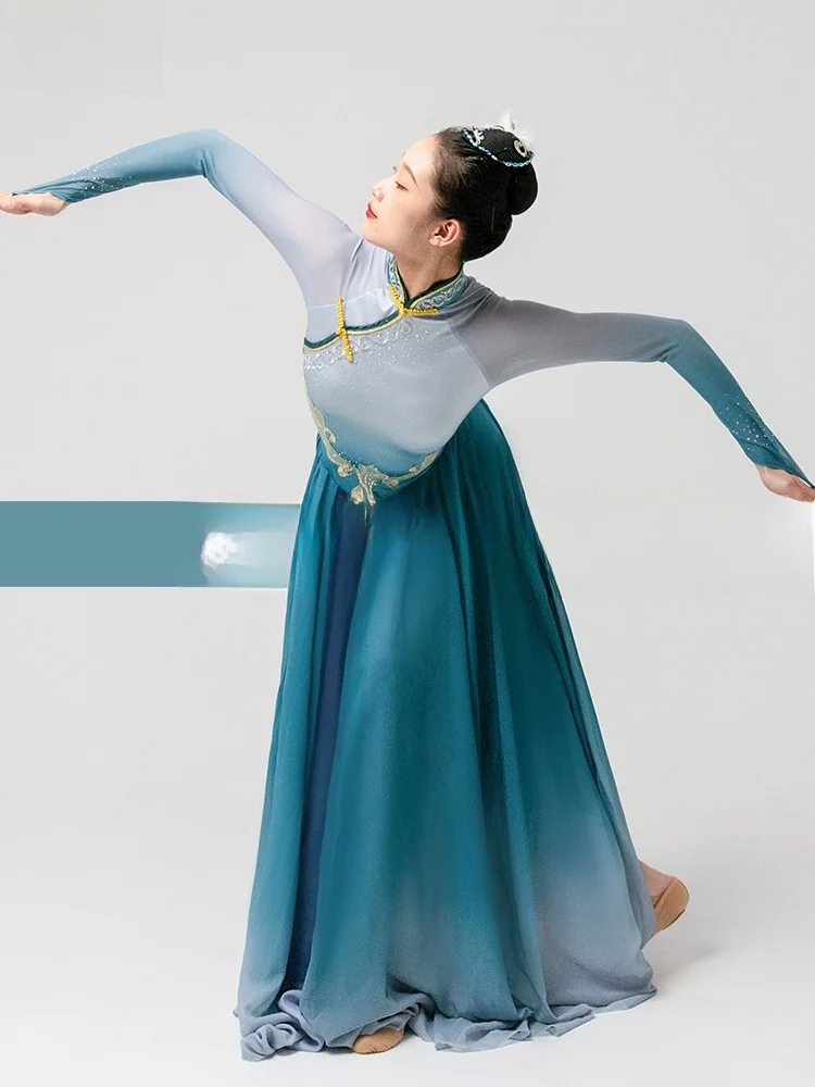 

Women's Mongolian Dance Performance Costume New Practice Skirt Large Swing Mongolian Robe Ethnic Dancewear Polyester