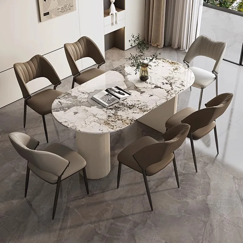 イタリアンスタイル猫スクラッチレザーバックダイニングチェア炭素鋼耐摩耗性防錆椅子