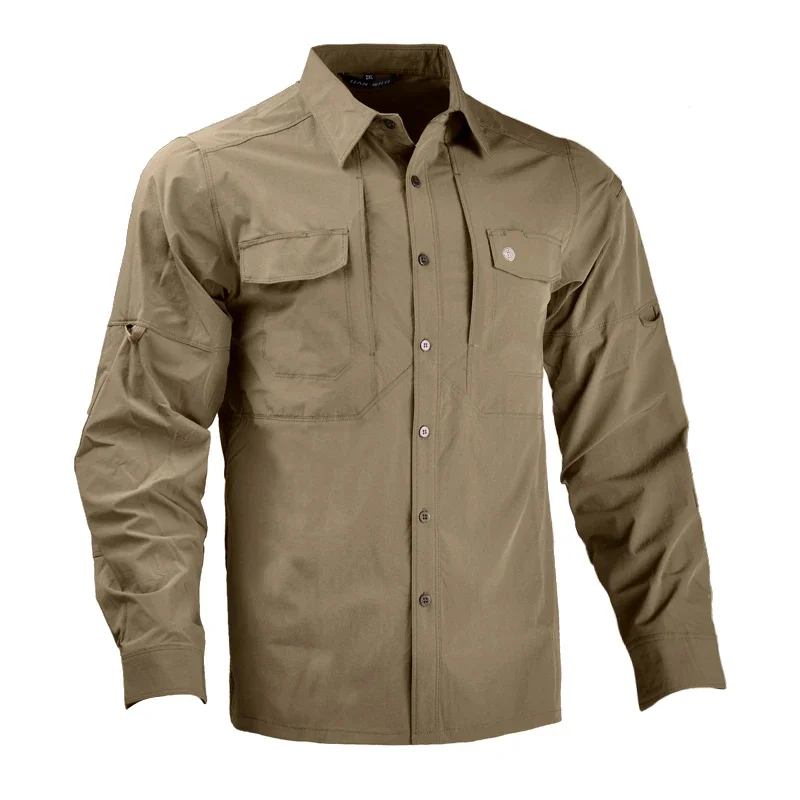 

Men's Quick Dry Long Sleeve Casual Shirt Men Running T-Shirt Training Exercise Sport Shirt Tops Lightweight Hunt Camping Shirts