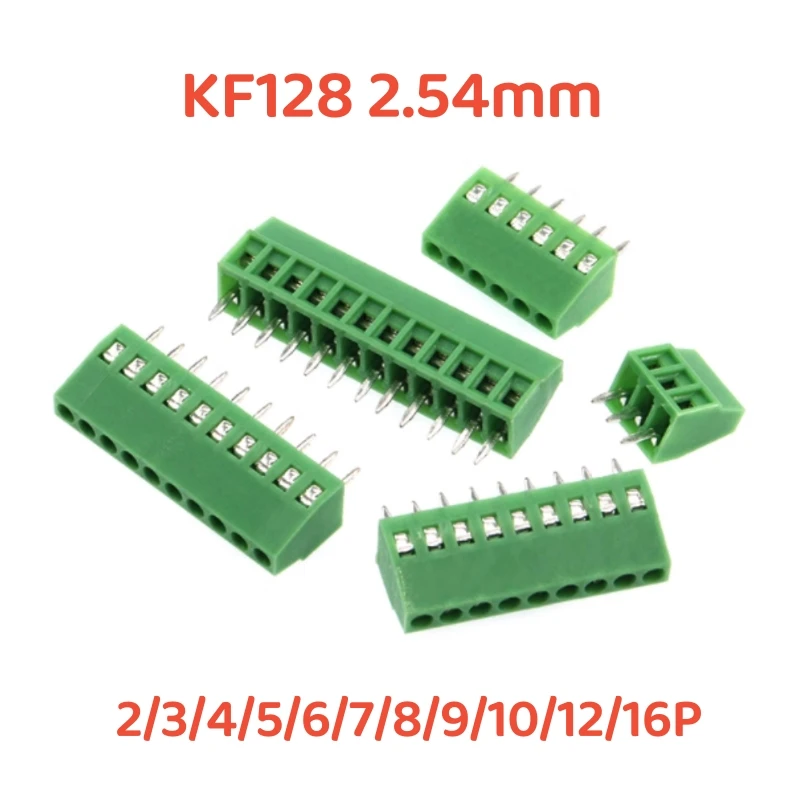 

100 шт. KF128 2,54 мм мини-винтовые клеммные колодки для печатных плат, разъем 2P 3P 4P 5P 6P 7P 8P 9P 10P 12P 16P KF128-2.54 клемма для проводов
