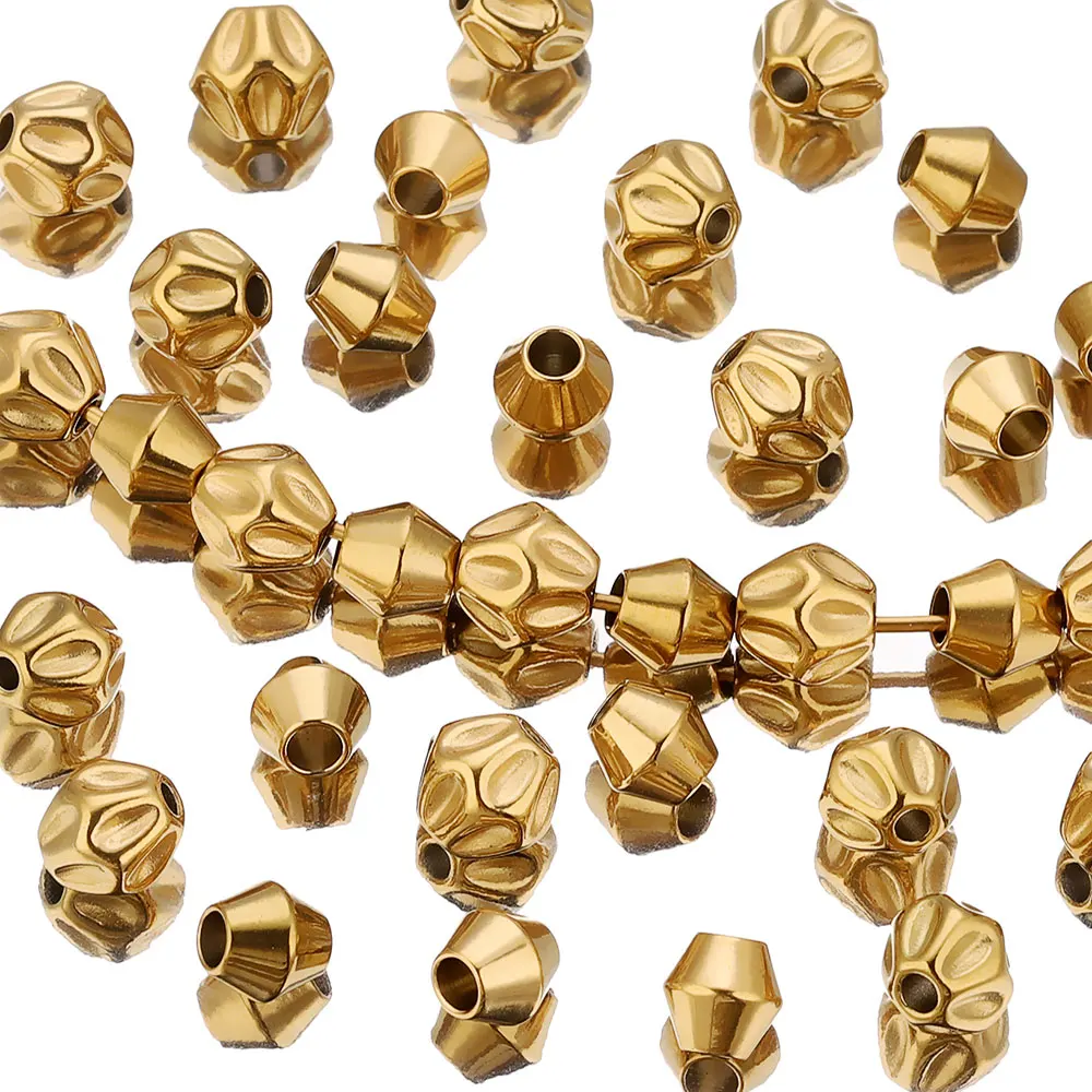 

20PCS Stainless Steel Bead Gold Plated Cone Twisted Loose Spacer Beads for crafts Needlework DIY Bracelet Jewelry Making finding