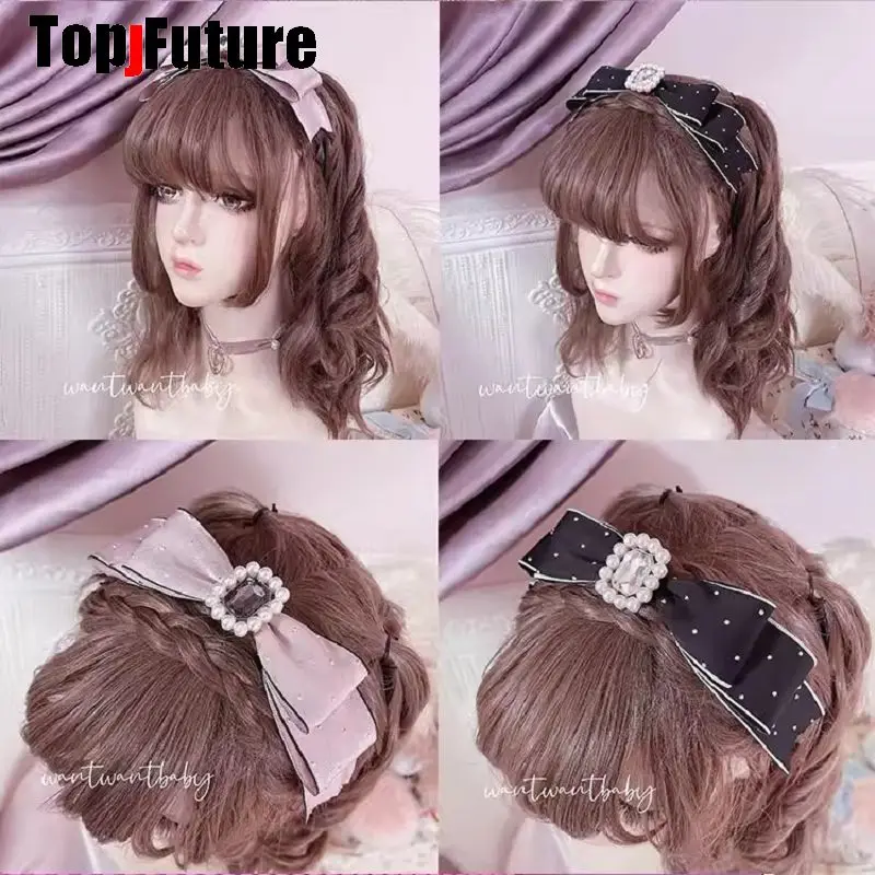jirai-kei-subculture-y2k-girl-faixa-de-cabelo-feminina-harajuku-punk-goth-lolita-sweet-cool-pearl-wave-point