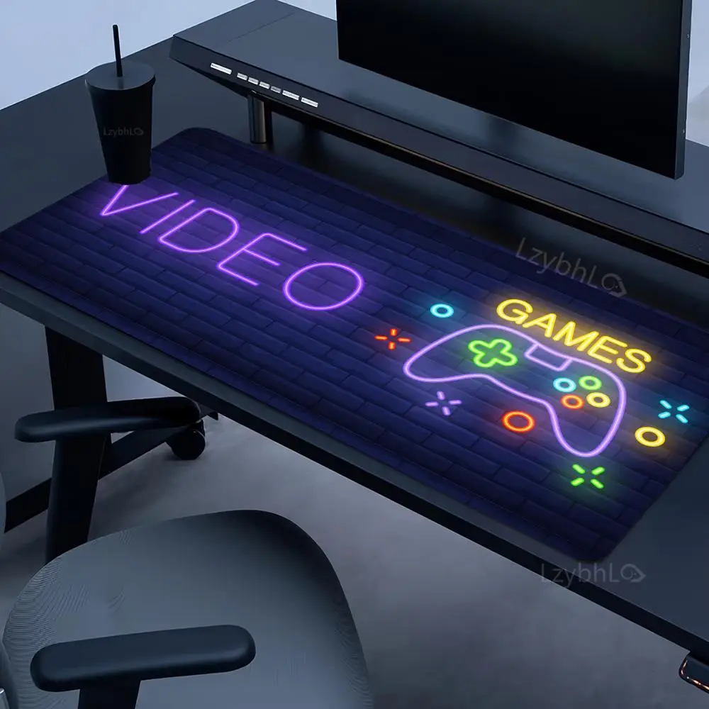 neon-gamepad-padrao-mouse-pad-xxl-grande-acessorio-de-jogo-ruber-deskmats-hd-antiderrapante-teclado-de-computador-portatil-longo-mousepad