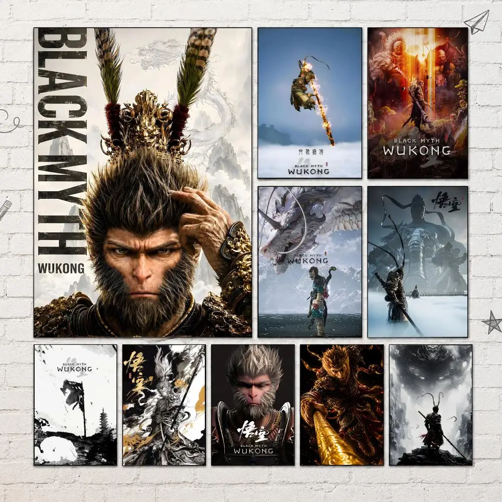 Game B-Black Myth Wukong Poster PP Self-Adhesive Waterproof Wall Decor for Bedroom,Living Room,Dorm,Bar Aesthetic Decor Gift