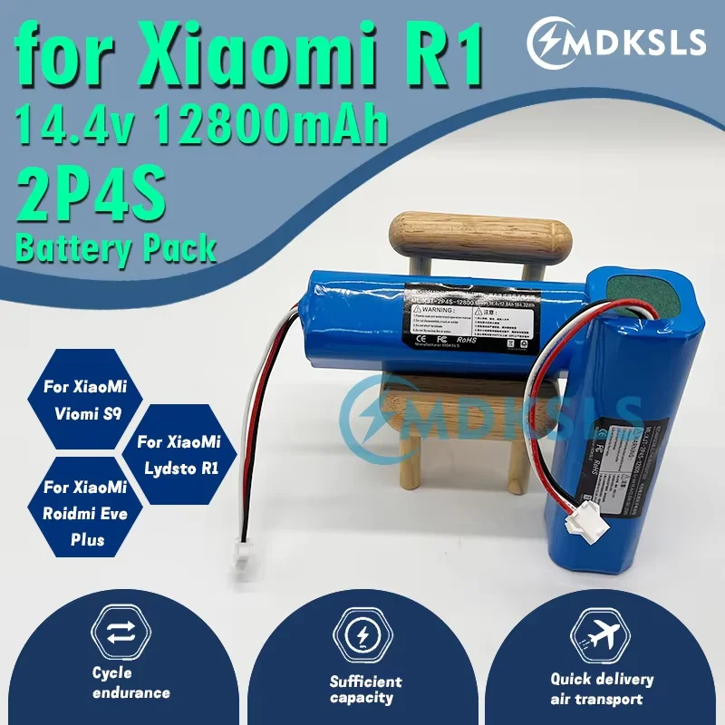 

MDKSLS 2026 New For XiaoMi Viomi S9 Lydsto R1 Roidmi Eve Plus 100% Original 14.4V lithium battery 2P4S 6800mAh 9800mAh 12800mAh