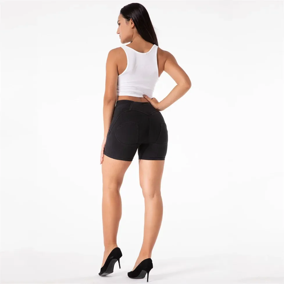 Shascullfites Melody Pantalones cortos de talle alto Pantalones cortos deportivos para mujer Bermudas elásticas delgadas