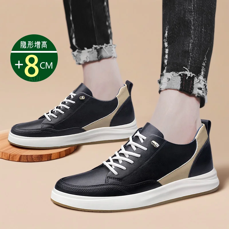 

Кроссовки мужские из натуральной кожи, Дышащие стельки, 6/8 см