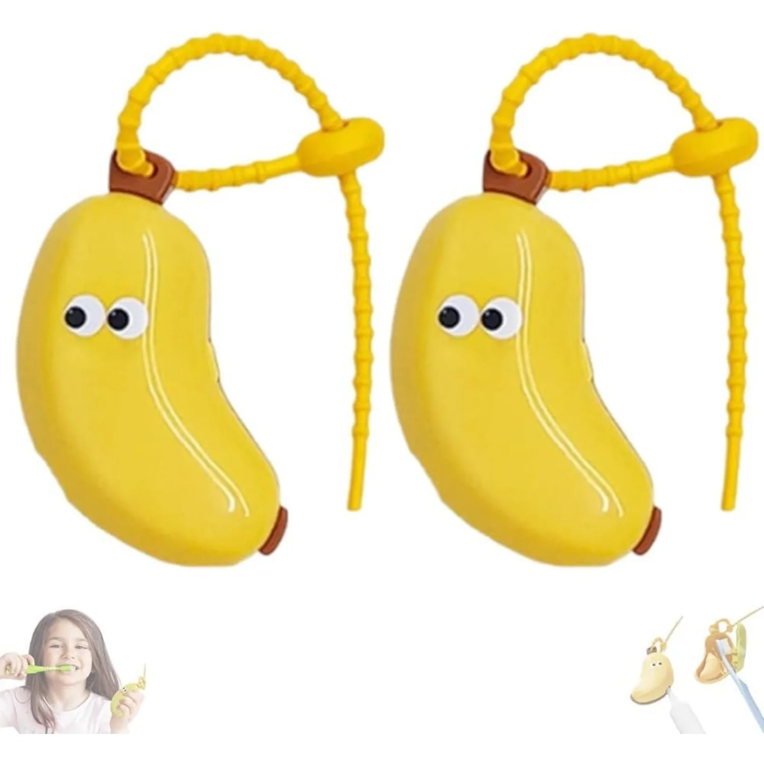 

PortableBanana Toothbrushprotector Cap Brush Pod Case with Toothpaste Dispenser, Fun Travel Fruit Toothbrush Holder