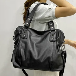 Bolso Hobo de gran capacidad para mujer, bandolera de cuero suave, estilo grande