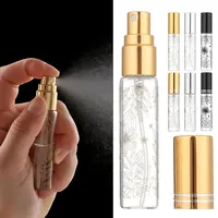 10ml Glass Perfume Bottle with Metal Spray Leaf Print Empty Cosmetic Bottles Atomizer Refillable Glass Vials Флакон Для Духов